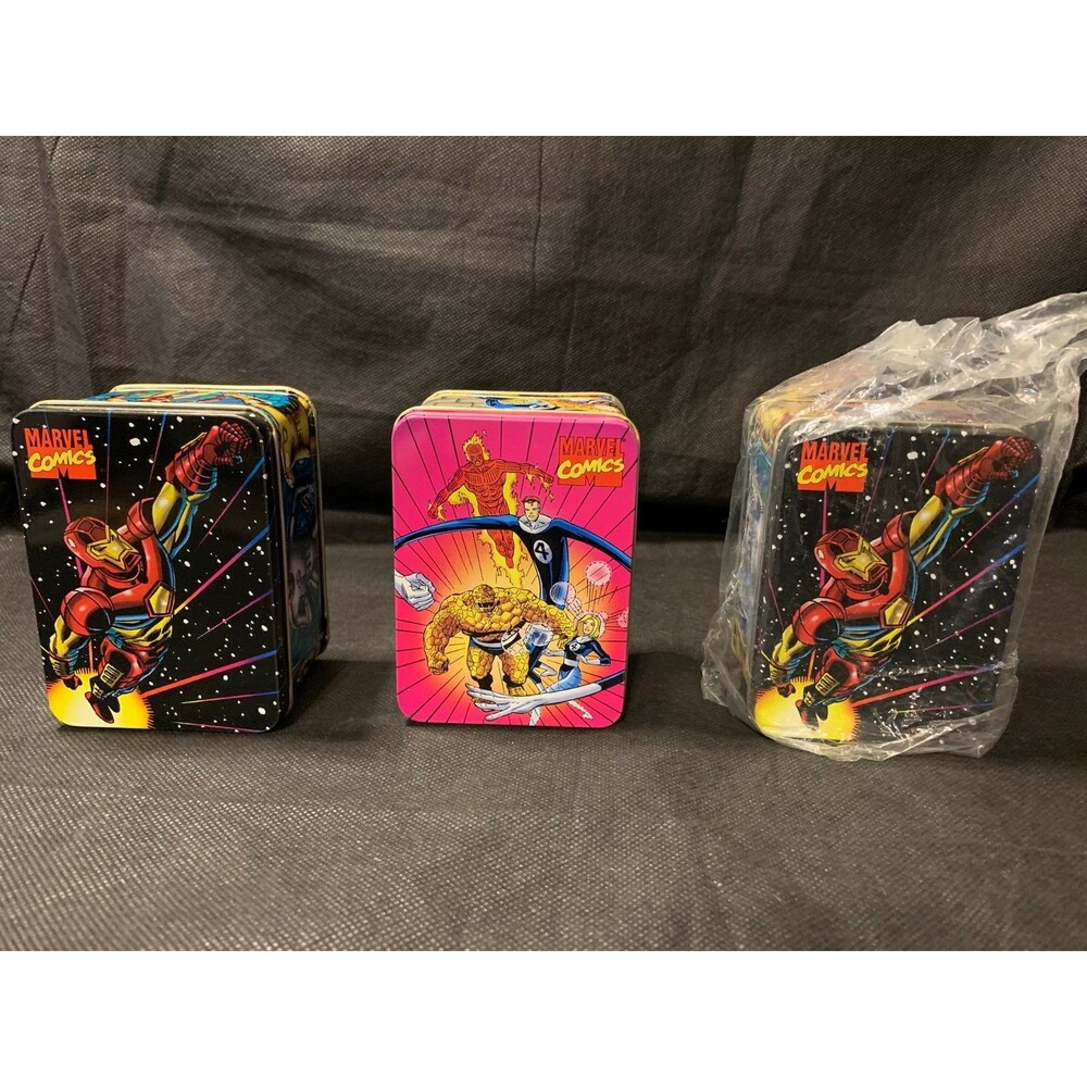 (2) Iron Man & (1) Fantastic 4 Marvel Comics Tin Box 1994 Nabisco Collectors Box